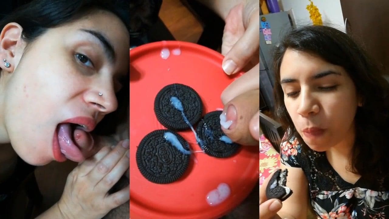 Wife Eats Husband's White Cum on an Oreo Biscuit